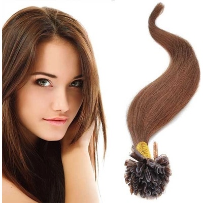 Girlshow Vlasy na metodu keratin 51 cm, kvalita Remy AAA, sada 100 ks x 0,5 g 6 hnědá 6 (hnědá)