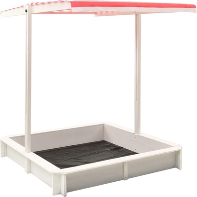 VidaXL Pískoviště s nastavitelnou stříškou jedle bílé a červené UV 50