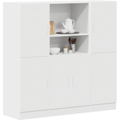 vidaXL Комплект кухненски шкафове от 3 части, Бяло, инженерно дърво (3324151)