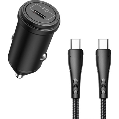 Diva Зарядно устройство за автомобил Xmart USB Type-C PD и Type-C към Type-C кабел (10467)