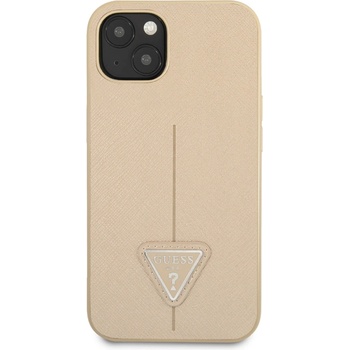 GUESS Калъф Guess SaffianoTriangle Logo за iPhone 14, бежов (GUHCP14SPSATLE)