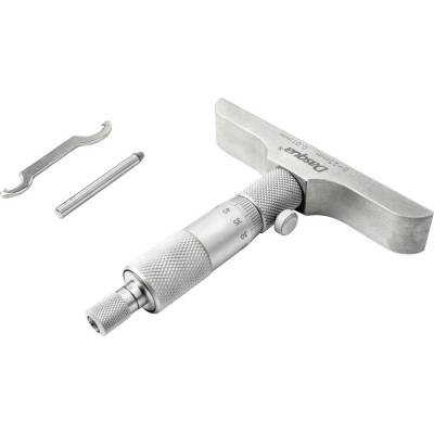 Dasqua 4611-8106 Hloubkový mikrometr s kontrolním měřítkem 0 - 25 mm DIN 863