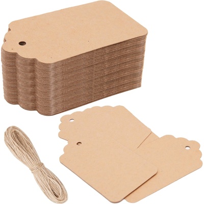 Visačky na dárky 150 ks, 7 × 4 cm, přírodní jutový provázek – Hledejceny.cz