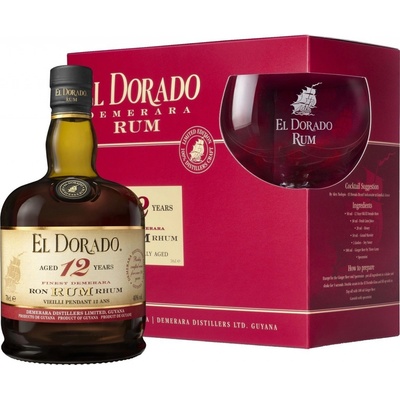 El Dorado Rum 12y 0,7 l (dárkové balení 1 sklenice)