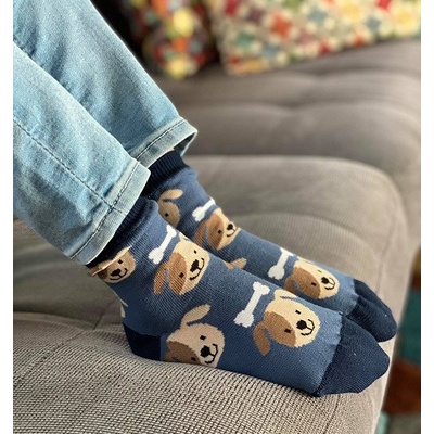 Detské ponožky Psíky M modrá