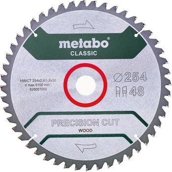Metabo PILOVÝ KOTOUČ "PRECISION CUT WOOD CLASSIC", 254X30, Z48 WZ 5°NEG. 628061000