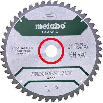 Metabo PILOVÝ KOTOUČ "PRECISION CUT WOOD - CLASSIC", 254X30, Z48 WZ 5°NEG. 628061000 – Hledejceny.cz