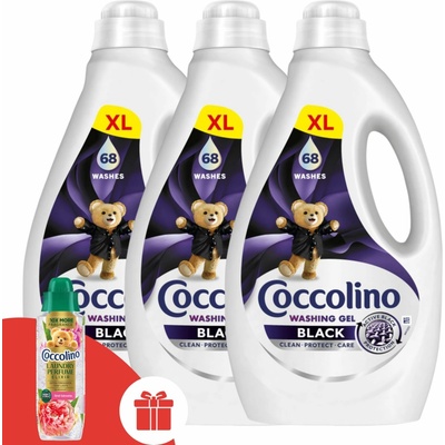 Coccolino Black prací gél 3 x 2,72 l 204 PD + Darček Coccolino First Blooms parfum na pranie 460 ml