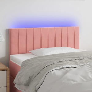 vidaXL LED горна табла за легло, розова, 100x5x78/88 см, кадифе (3121897)