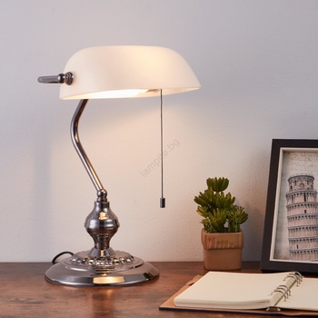 EGLO 901019 - Настолна лампа BANKER 1xE27/60W/230V бял/лъскав хром (EG901019)