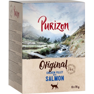 Purizon Adult bez obilnín kuracie filety s lososom 6 x 70 g