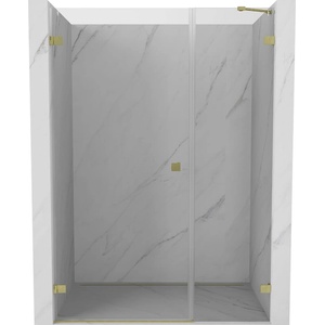 Mexen Lunar-B лява врата за душ 145 см, прозрачна, позлатена четка - 832S-145-050-55-00-L (832S-145-050-55-00-L)