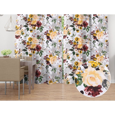 Biante Bavlnený záves Sandra SA-217 Veľké žlté kvety 150x140 cm