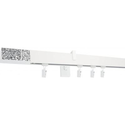 Kovovégarnýže Garnýže Square line modern crystal light bílá lesklá Jednořadá, 0-100cm, jezdec+šnekový háček
