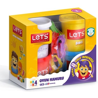 LET'S Пластилин 4 цвята + форми Let's L8344 600гр
