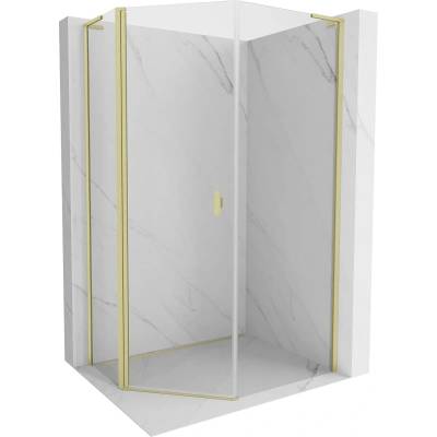Mexen Mist L асиметрична петстранна душ кабина 90x100 см, прозрачна, златиста (8A8L-090-100-55-00)