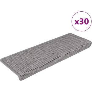 vidaXL Самозалепващи стелки за стълби вид сизал 30бр 65x21x4 см сребро (3365883)