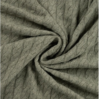 Metrový textil - zimní úplet COPÁNKY KHAKI - látka na šaty či svetr