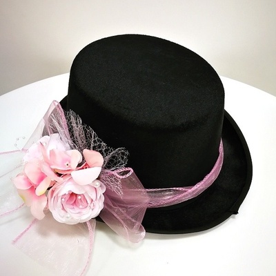 Cylindr černý s růžovou kytkou – Hledejceny.cz