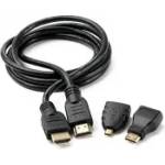  Комплет HDMI кабел и преходници - HDMI Male към HDMI Male, 1.5m, Mini HDMI към HDMI Female адаптер, Micro HDMI към HDMI Female адаптер