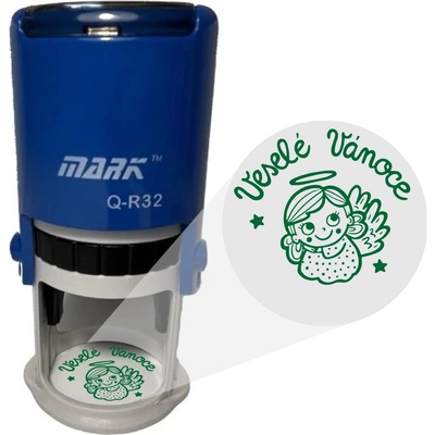 Mark Samonamáčecí razítko Veselé Vánoce 004 modrá 32mm