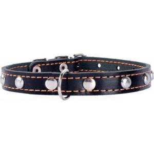 COLLAR Кожен нашийник с декорация - 27 - 35см, 14мм - черен