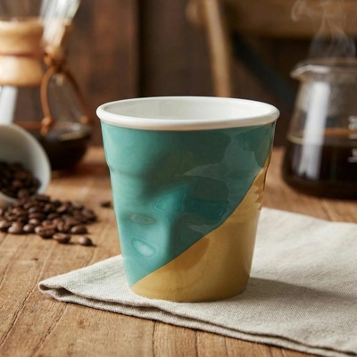 REVOL Froisses Wist Up zeleno žltý porcelánový šálka na espresso 80 ml