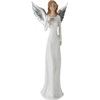 Vánoční dekorace Anděl se stříbrnými křídly 8,7 x 22 cm