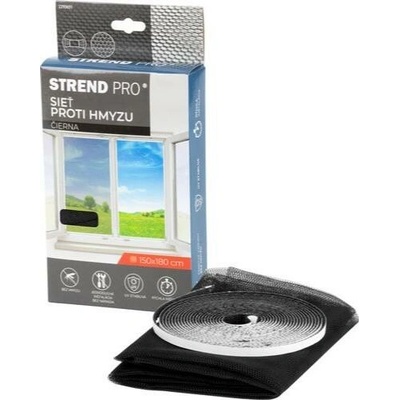 STREND PRO Sieť FlyScreen2 150x180 cm, proti hmyzu a komárom, na okno, čierna PE