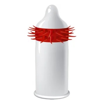 Image 1 of EGZO Hot Red Stimulating Condom 1 pc