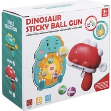 ISO TRADE Arkádová strieľačka s dinosaurom pre deti pištoľ na penové loptičky + štít