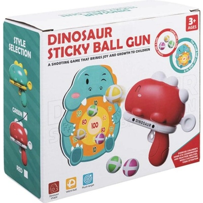 ISO TRADE Arkádová strieľačka s dinosaurom pre deti pištoľ na penové loptičky + štít