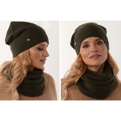 Fashionweek Moderni set čepice a šála pletený tunel ZIZI31/B1 khaki