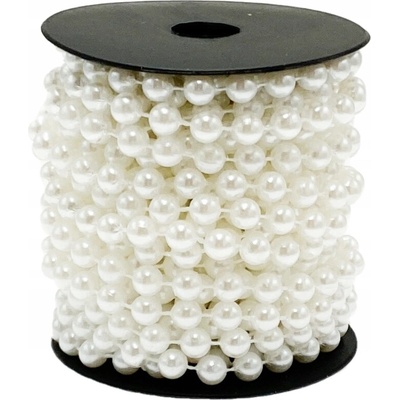 Top Gifts REŤAZ KORÁLKY NA VIANOČNÝ STROMČEK BIELE PERLOVÉ 7,5mm x 8m