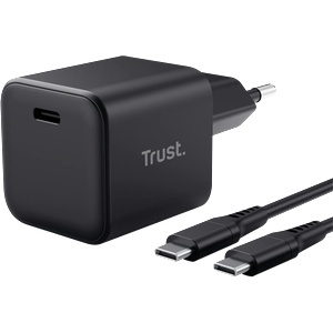 Trust Зарядно устройство за телефони Trust - Maxo Ultra-small (65 W; USB-C; + 2 м кабел; черно) 26046 (26046)