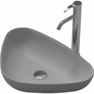 Inter Ceramic Мивка за баня Сатин 60х42 см, полимермраморен камък, сив мат (686g)