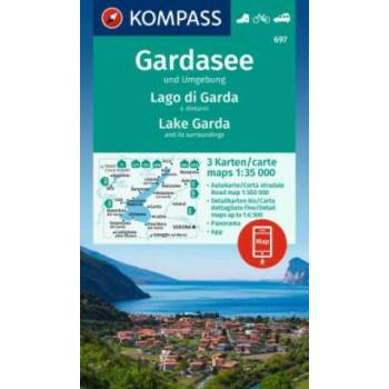 Image 1 of KOMPASS Wanderkarten-Set 697 Gardasee und Umgebung - Lake Garda and its surroundings - Lago di Garda e dintorni (3 Karten) 1: 35.000