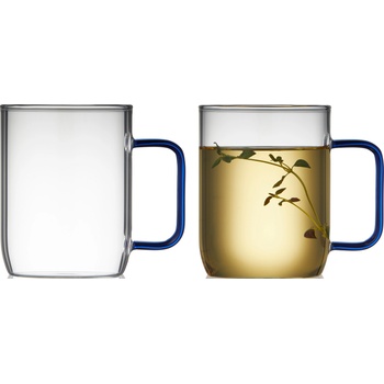 LyngbyGlas Torino Чаши 400 мл, прозрачни със синя дръжка, 2 бр (32767)