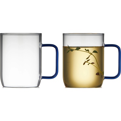 LyngbyGlas Torino Чаши 400 мл, прозрачни със синя дръжка, 2 бр (32767)