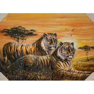 Bondecor Obraz "Tygři" - tisk na papír na MDF desku, 70 x 50cm