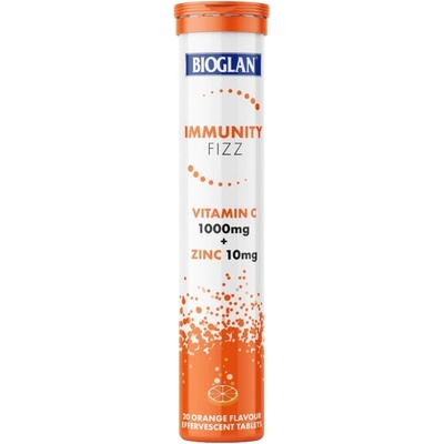 Bioglan Immunity Fizz Vitamin C + Zinc, портокал, 20 ефервесцентни таблетки, Bioglan