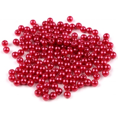 Stoklasa Plastové voskové korálky / perly Glance Ø5 mm Balení: 10 g, Varianta: F78 červená perlová F78 červená perlová