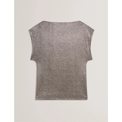 Ted Baker Тениска Ted Baker Women's Metallic Short Sleeve Slim Fit T-Shirt - Charcoal