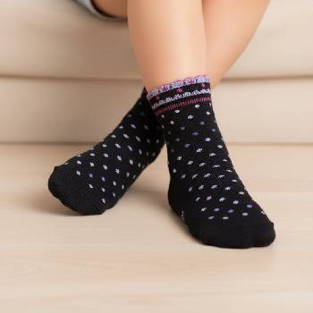 Детски чорапи в черен цвят с лилави точки