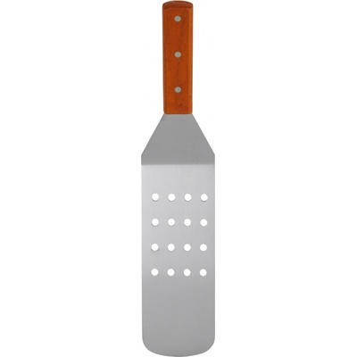 Obracečka s dřevěnou rukojetí, perforovaná, 370x73 mm | TECHNICA, Pizza Line inox;hnědá