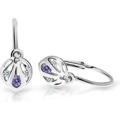 Danfil dětské náušnice C2265 z bílého zlata s kamínkem Amethyst