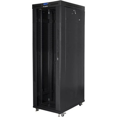 Комуникационен шкаф Lanberg FF01-8042-12BL, 19", 42U, 212.1 x 100 x 80 cm, товароносимост до 1200кг, черен (FF01-8042-12BL)