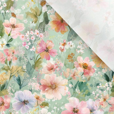 Takoy Umělé hedvábí / silky mírně elastické květiny Green romantic