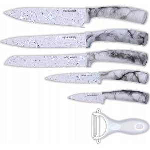 KLAUSBERG Комплект ножове и белачка swiss zurich sz 7348, 6 части, Стомана, Бял мрамор (1630420009) - topmall