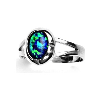 Čištín Stříbrný prsten zelený syntetický opál T 1374